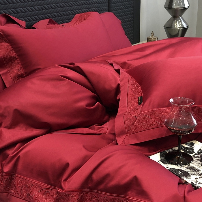 91家纺网 家纺一手货源 找家纺 （总）黑白森林 2026新款匹马棉高定蕾丝大红系列