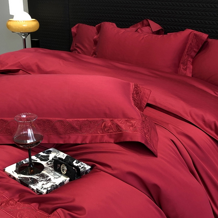 91家纺网 家纺一手货源 找家纺 （总）黑白森林 2026新款匹马棉高定蕾丝大红系列