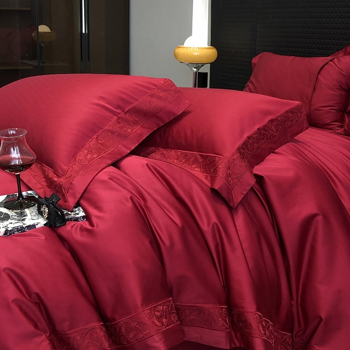 91家纺网 家纺一手货源 找家纺 （总）黑白森林 2026新款匹马棉高定蕾丝大红系列