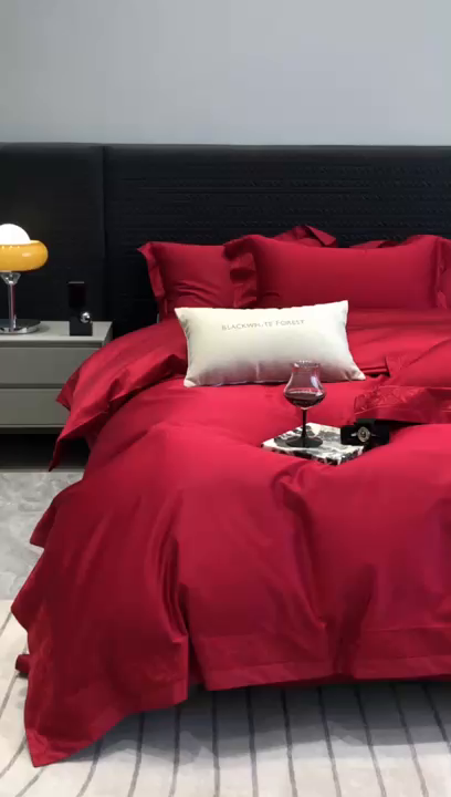 91家纺网 家纺一手货源 找家纺 （总）黑白森林 2026新款匹马棉高定蕾丝大红系列