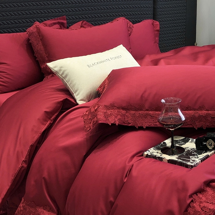黑白森林 2026新款匹马棉高定蕾丝大红系列 罗莎