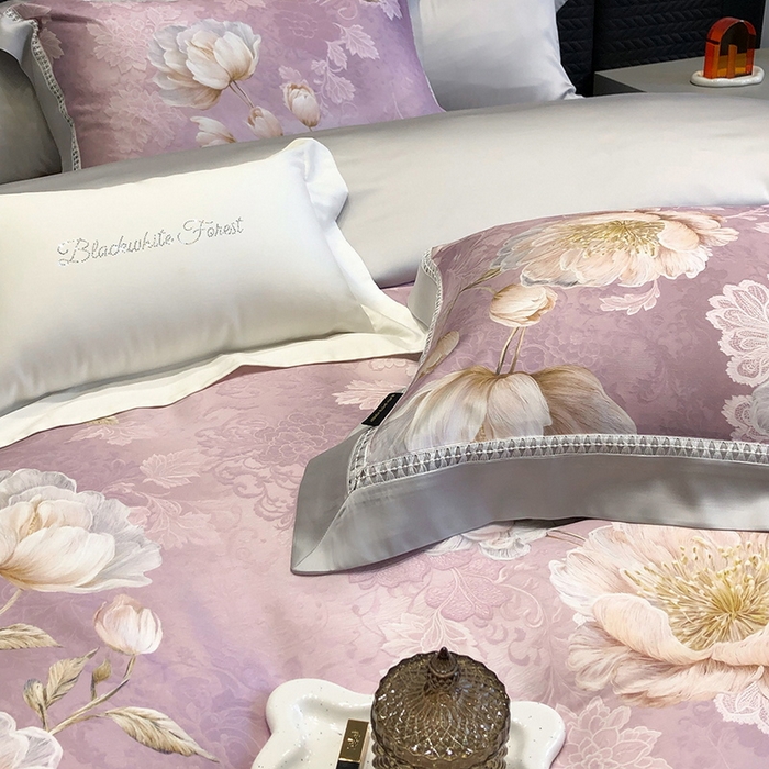 91家纺网 家纺一手货源 找家纺 （总）黑白森林 2026新款轻奢天丝印花四件套