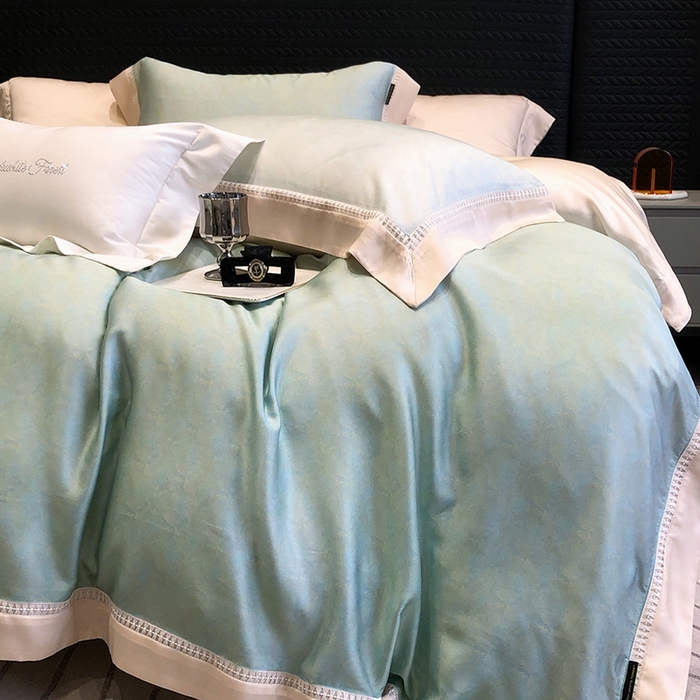 91家纺网 家纺一手货源 找家纺 黑白森林 2026新款轻奢天丝印花四件套 蒂妮-绿