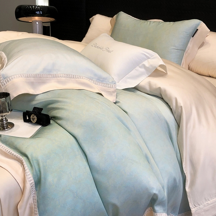 91家纺网 家纺一手货源 找家纺 黑白森林 2026新款轻奢天丝印花四件套 蒂妮-绿