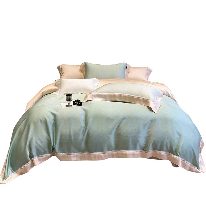 91家纺网 家纺一手货源 找家纺 黑白森林 2026新款轻奢天丝印花四件套 蒂妮-绿