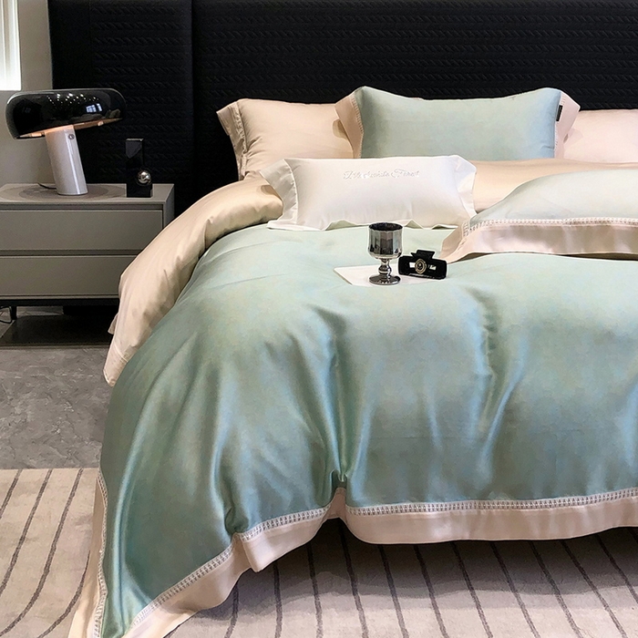 91家纺网 家纺一手货源 找家纺 黑白森林 2026新款轻奢天丝印花四件套 蒂妮-绿