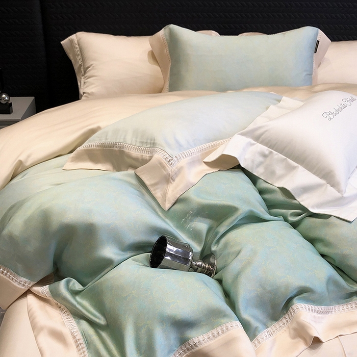 91家纺网 家纺一手货源 找家纺 黑白森林 2026新款轻奢天丝印花四件套 蒂妮-绿