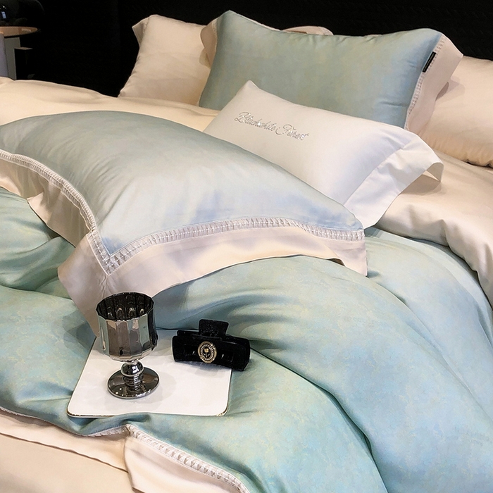 91家纺网 家纺一手货源 找家纺 黑白森林 2026新款轻奢天丝印花四件套 蒂妮-绿