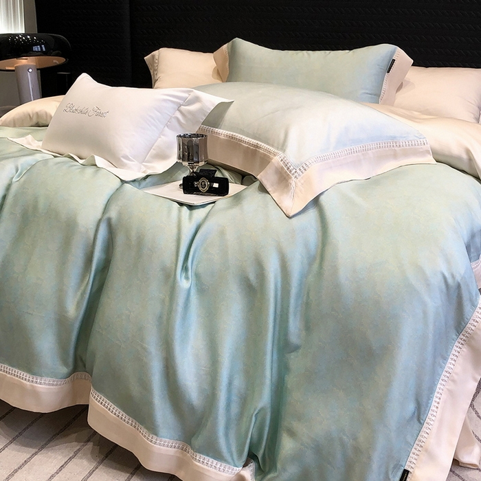 91家纺网 家纺一手货源 找家纺 黑白森林 2026新款轻奢天丝印花四件套 蒂妮-绿