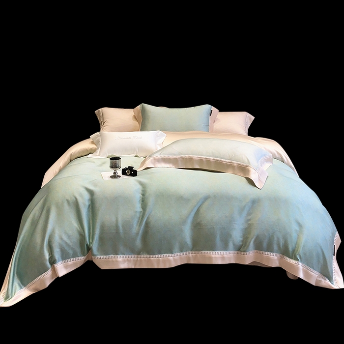 91家纺网 家纺一手货源 找家纺 黑白森林 2026新款轻奢天丝印花四件套 蒂妮-绿