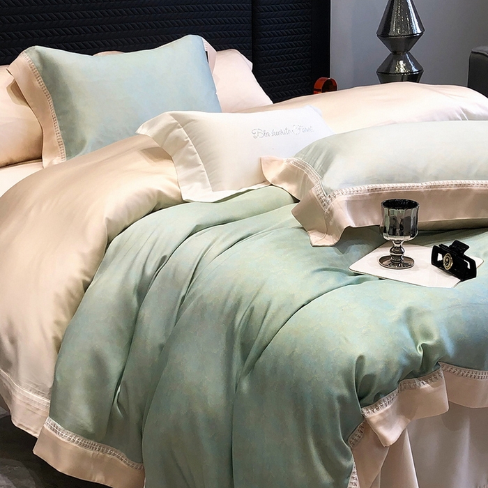 91家纺网 家纺一手货源 找家纺 黑白森林 2026新款轻奢天丝印花四件套 蒂妮-绿