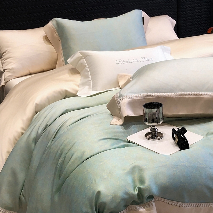 91家纺网 家纺一手货源 找家纺 黑白森林 2026新款轻奢天丝印花四件套 蒂妮-绿