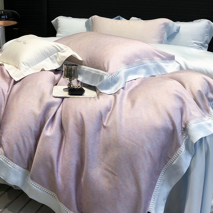 91家纺网 家纺一手货源 找家纺 黑白森林 2026新款轻奢天丝印花四件套 蒂妮-紫