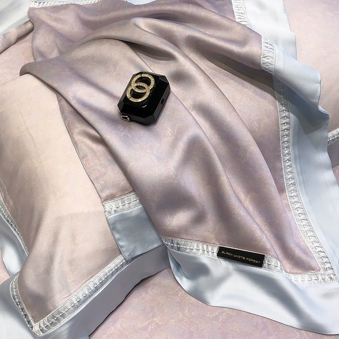 91家纺网 家纺一手货源 找家纺 黑白森林 2026新款轻奢天丝印花四件套 蒂妮-紫