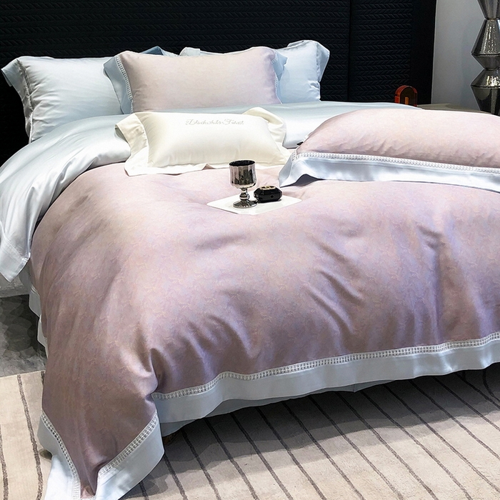 91家纺网 家纺一手货源 找家纺 黑白森林 2026新款轻奢天丝印花四件套 蒂妮-紫