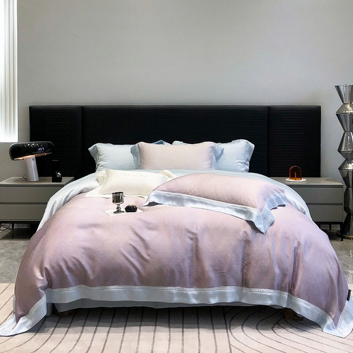 91家纺网 家纺一手货源 找家纺 黑白森林 2026新款轻奢天丝印花四件套 蒂妮-紫