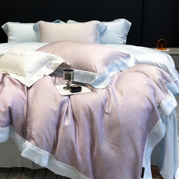 91家纺网 家纺一手货源 找家纺 黑白森林 2026新款轻奢天丝印花四件套 蒂妮-紫