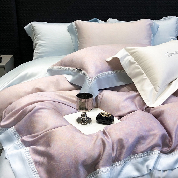 91家纺网 家纺一手货源 找家纺 黑白森林 2026新款轻奢天丝印花四件套 蒂妮-紫