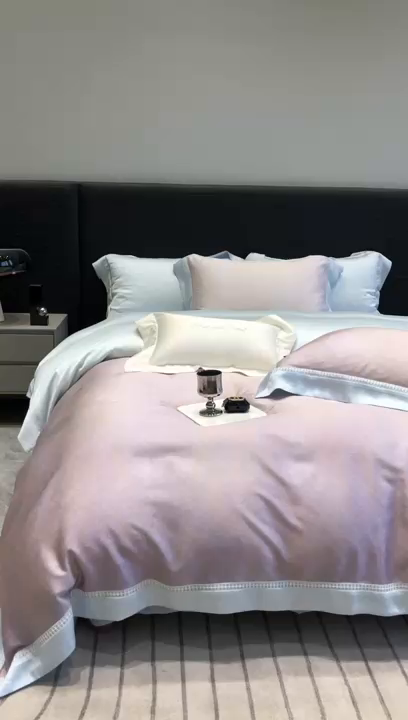 91家纺网 家纺一手货源 找家纺 黑白森林 2026新款轻奢天丝印花四件套 蒂妮-紫