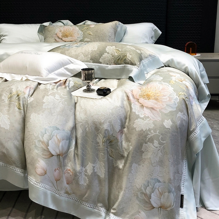 91家纺网 家纺一手货源 找家纺 黑白森林 2026新款轻奢天丝印花四件套 菡蕾-兰