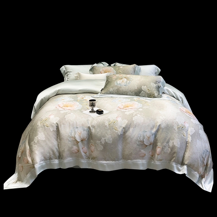 91家纺网 家纺一手货源 找家纺 黑白森林 2026新款轻奢天丝印花四件套 菡蕾-兰