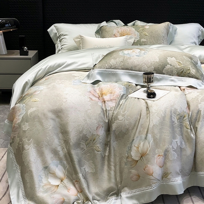 91家纺网 家纺一手货源 找家纺 黑白森林 2026新款轻奢天丝印花四件套 菡蕾-兰