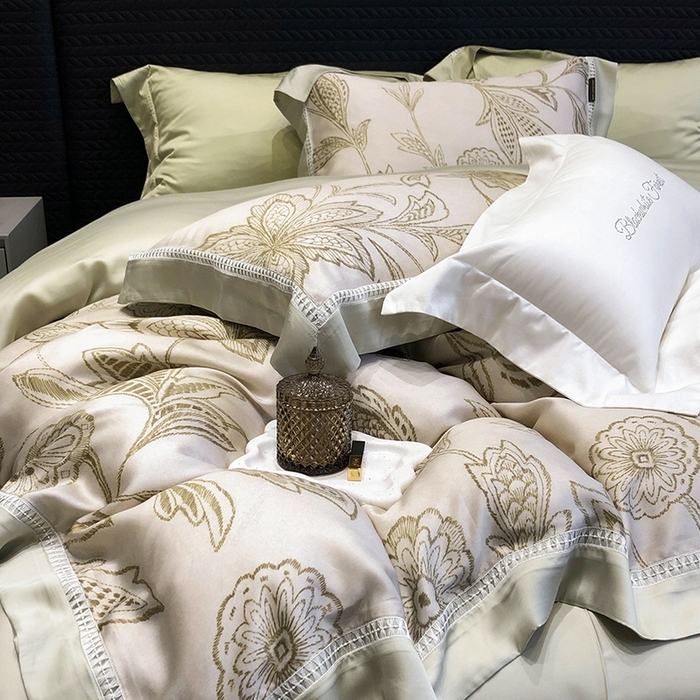 黑白森林 2026新款轻奢天丝印花四件套 兰奥-绿