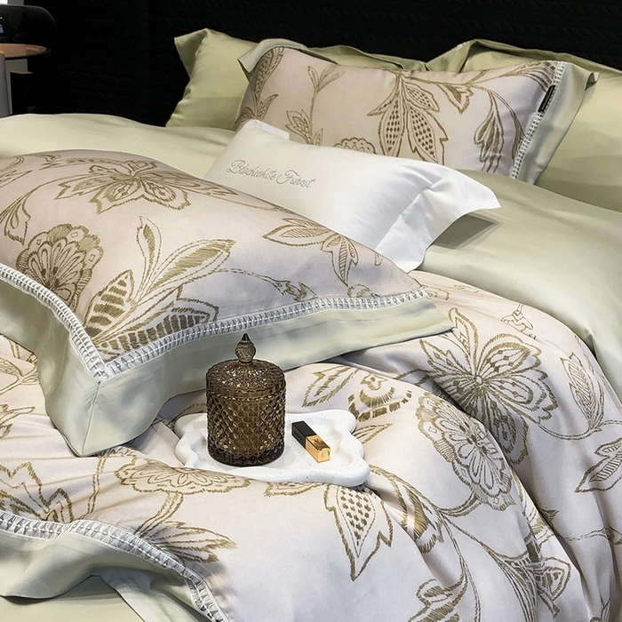 91家纺网 家纺一手货源 找家纺 黑白森林 2026新款轻奢天丝印花四件套 兰奥-绿