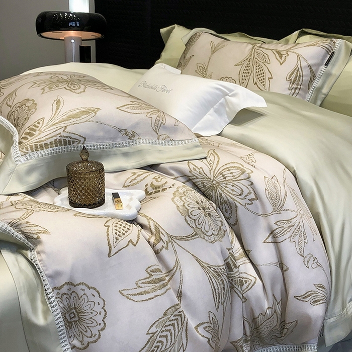 91家纺网 家纺一手货源 找家纺 黑白森林 2026新款轻奢天丝印花四件套 兰奥-绿