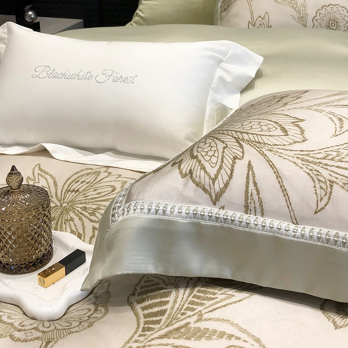 91家纺网 家纺一手货源 找家纺 黑白森林 2026新款轻奢天丝印花四件套 兰奥-绿