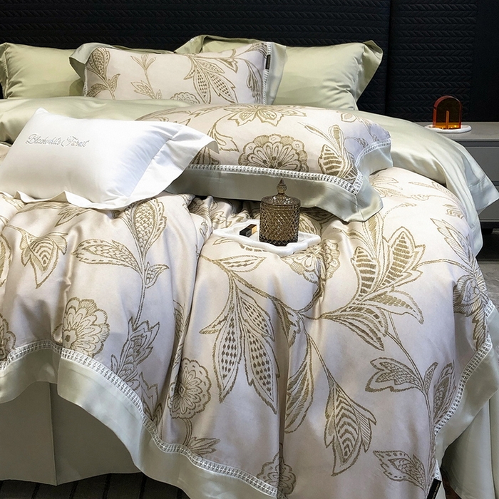 91家纺网 家纺一手货源 找家纺 黑白森林 2026新款轻奢天丝印花四件套 兰奥-绿