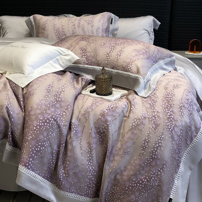 91家纺网 家纺一手货源 找家纺 黑白森林 2026新款轻奢天丝印花四件套 缦禾-紫