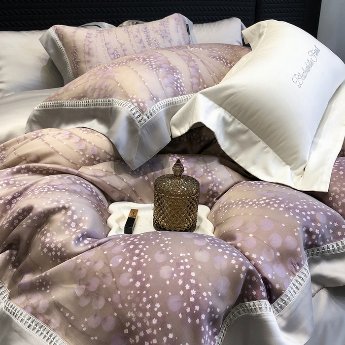 黑白森林 2026新款轻奢天丝印花四件套 缦禾-紫