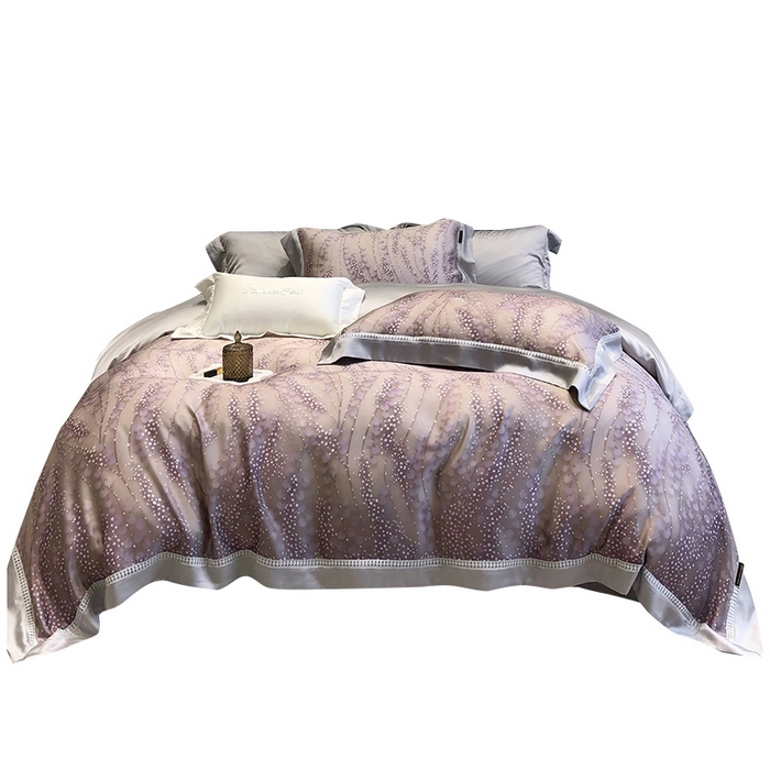 91家纺网 家纺一手货源 找家纺 黑白森林 2026新款轻奢天丝印花四件套 缦禾-紫