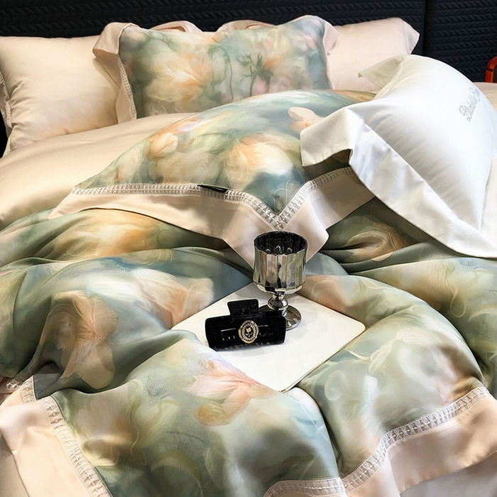 黑白森林 2026新款轻奢天丝印花四件套 梦境-绿