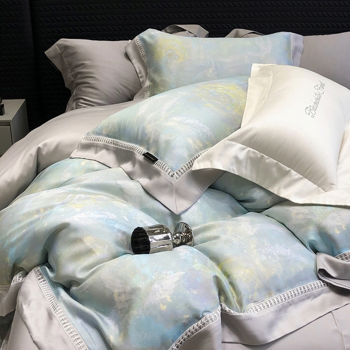 91家纺网 家纺一手货源 找家纺 （总）黑白森林 2026新款轻奢天丝印花四件套