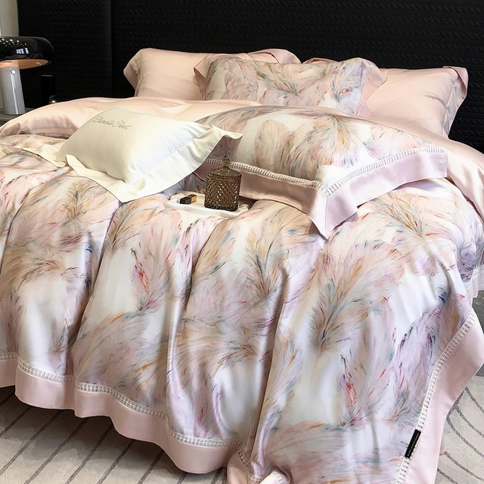 91家纺网 家纺一手货源 找家纺 （总）黑白森林 2026新款轻奢天丝印花四件套