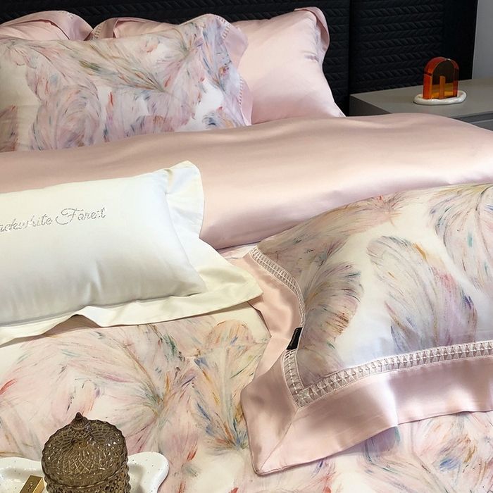 91家纺网 家纺一手货源 找家纺 （总）黑白森林 2026新款轻奢天丝印花四件套