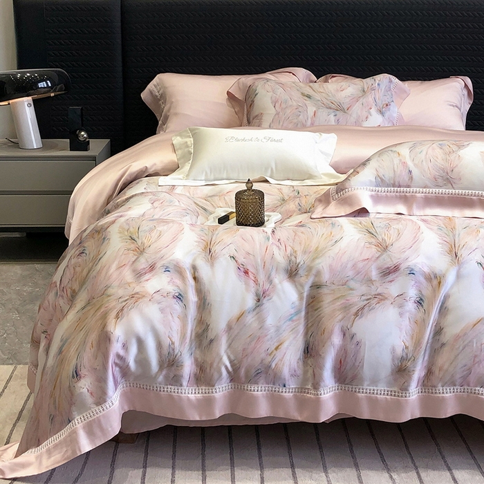 91家纺网 家纺一手货源 找家纺 （总）黑白森林 2026新款轻奢天丝印花四件套