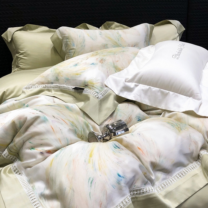 黑白森林 2026新款轻奢天丝印花四件套 觅羽-绿