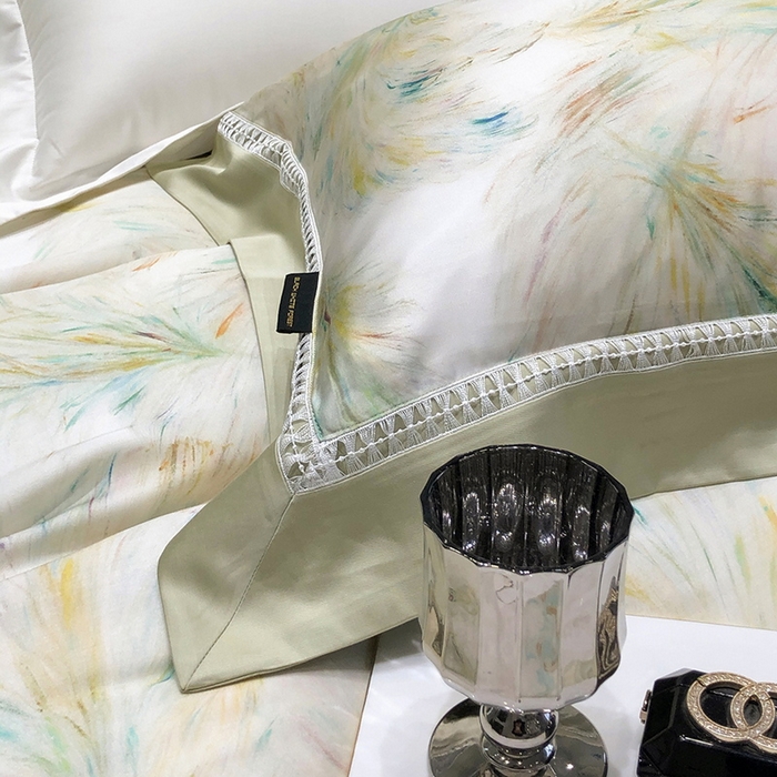 91家纺网 家纺一手货源 找家纺 黑白森林 2026新款轻奢天丝印花四件套 觅羽-绿