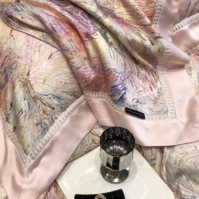 91家纺网 家纺一手货源 找家纺 黑白森林 2026新款轻奢天丝印花四件套 慕颜