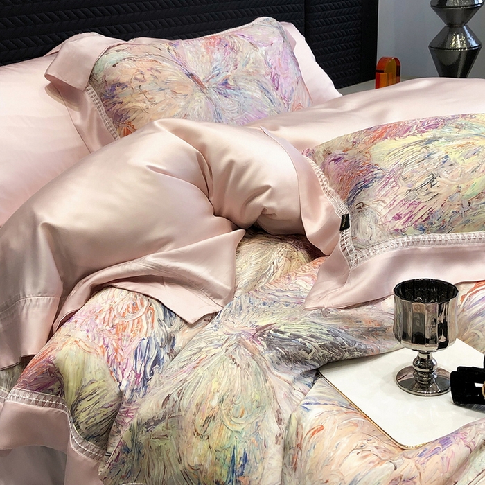 91家纺网 家纺一手货源 找家纺 黑白森林 2026新款轻奢天丝印花四件套 慕颜