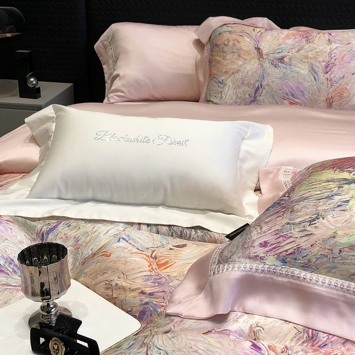 91家纺网 家纺一手货源 找家纺 黑白森林 2026新款轻奢天丝印花四件套 慕颜