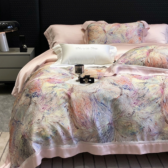 91家纺网 家纺一手货源 找家纺 黑白森林 2026新款轻奢天丝印花四件套 慕颜