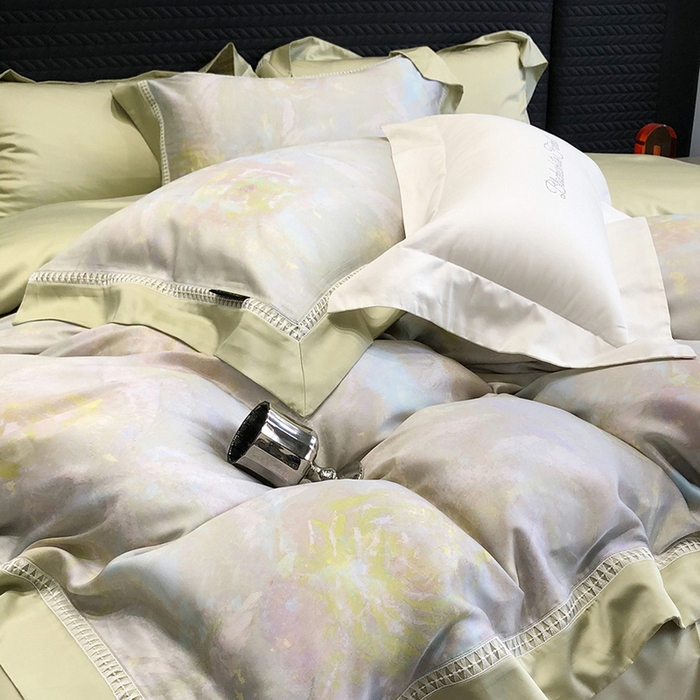 91家纺网 家纺一手货源 找家纺 黑白森林 2026新款轻奢天丝印花四件套 情愫-灰