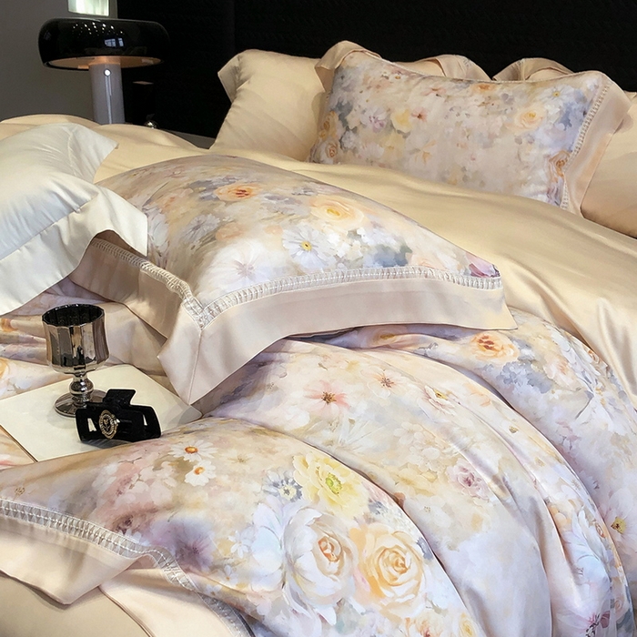 91家纺网 家纺一手货源 找家纺 黑白森林 2026新款轻奢天丝印花四件套 如愿