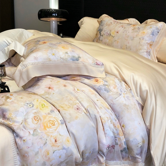 91家纺网 家纺一手货源 找家纺 黑白森林 2026新款轻奢天丝印花四件套 如愿