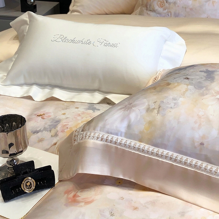 91家纺网 家纺一手货源 找家纺 黑白森林 2026新款轻奢天丝印花四件套 如愿