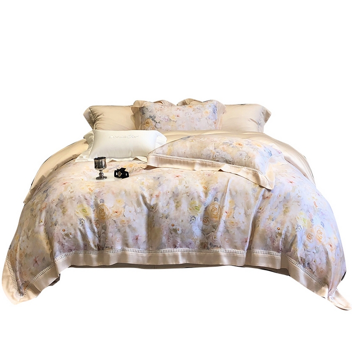 91家纺网 家纺一手货源 找家纺 黑白森林 2026新款轻奢天丝印花四件套 如愿